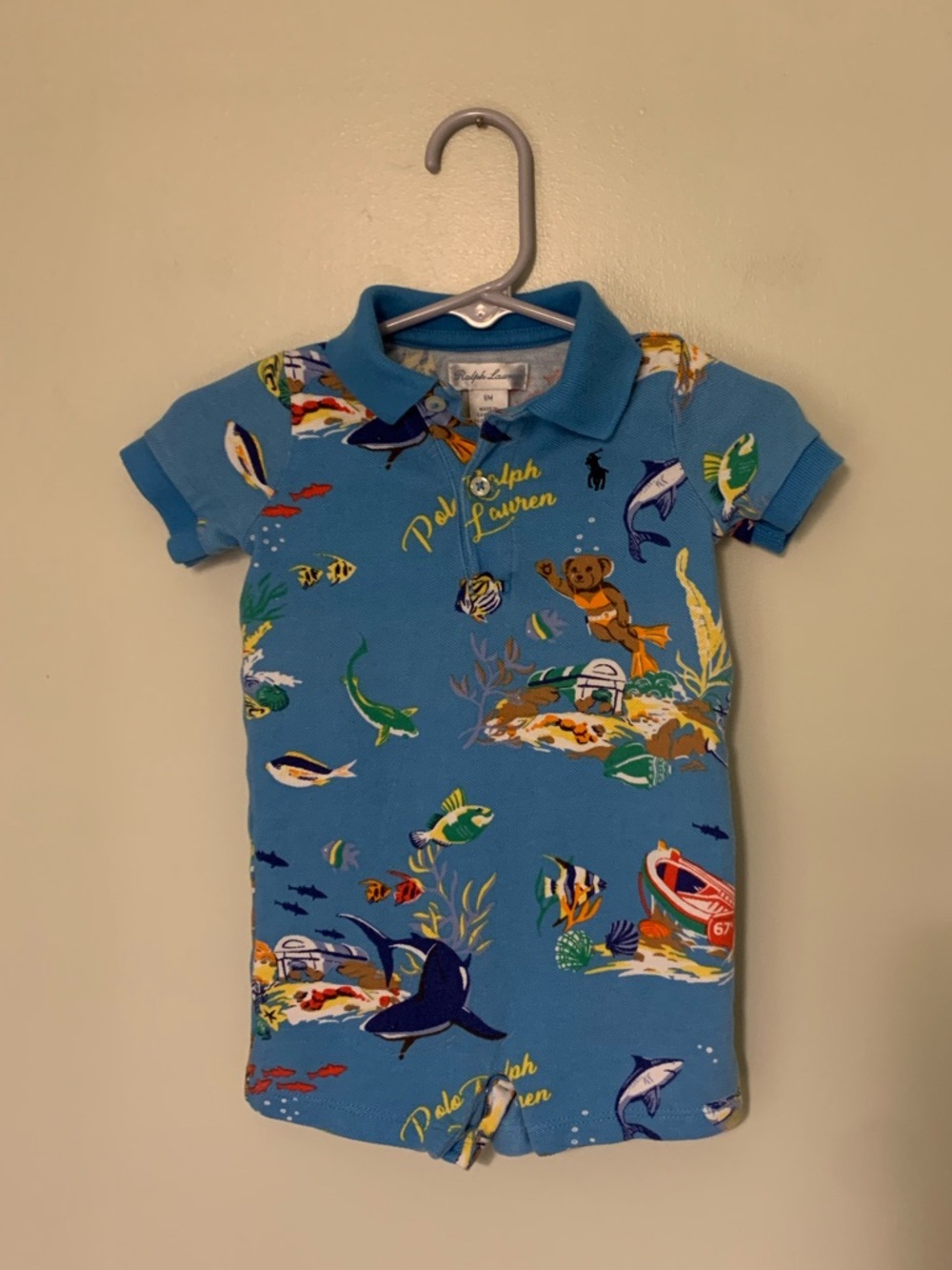 Ralph Lauren — polo teddy bear infant size 6 month summer beach theme outfit